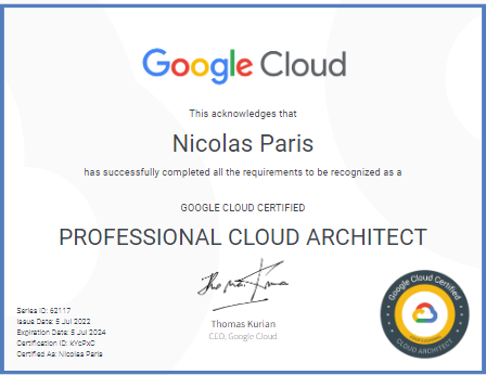 GCP Professional Cloud Architect Certificate